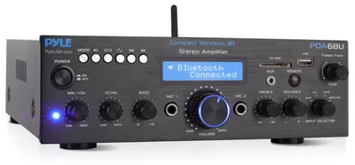 Image de Amplificateur stéréo Pyle, 2 canaux, 200W, avec Bluetooth et 2 entrées microphone – Modèle pour l'Union européenne