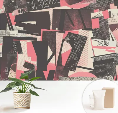 Produktbild von Fototapete  - 152x104 cm - Tapete - Wandtapete - Wandbilder  - Dekofolie - Tapete Folie - Wand - Dekoration - Wohnzimmer - Geometrische Collage