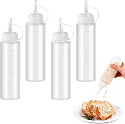 4er-Pack Knijpflecken 240 ml Kunststoff transparent mit Deckel
