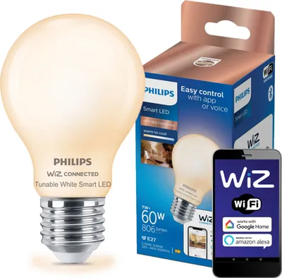 Obrázok produktu pre Philips 8719514371965, Wi-Fi/Bluetooth, Wi-Fi 4 (802.11n), 802.11b, 802.11g, LED, E27, A60, V tvare písmena A