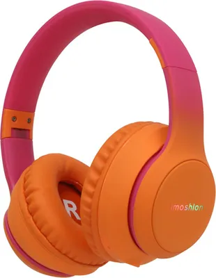 Productafbeelding van imoshion Draadloze Kinderkoptelefoon LED Light - Decibelbegrenzer - Met AUX kabel - Hot Pink / Apricot Orange Crush