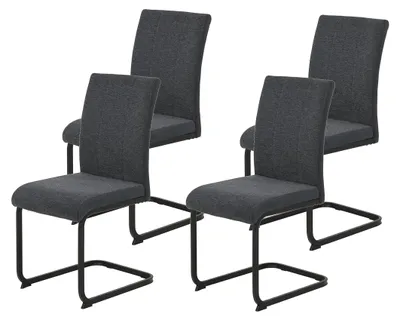 Esszimmerstuhl Schaukelstuhl Mikrofaser Anthrazit 4er Set