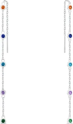 Immagine prodotto di Orecchini a catena in argento con zirconi colorati EA1006WRBW