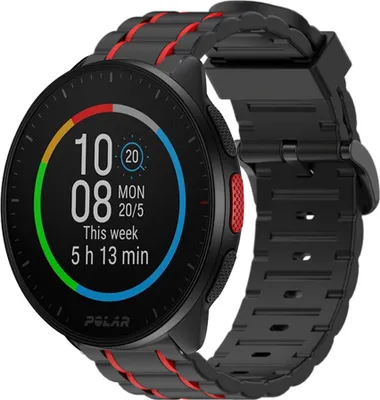 Produktbild von Strap-it Polar Pacer Sportschnallenarmband (Schwarz/Rot)