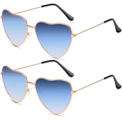 Immagine prodotto di Occhiali a forma di cuore, colore blu, confezione da 2 pezzi. Accessori divertenti per foto, ideali per feste a tema, carnevale o compleanni