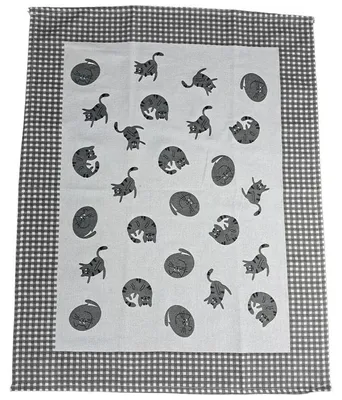 Image de Torchon, 100 % coton, avec motif « Grecja » (chatonnets gris)