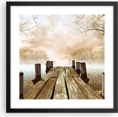 Produktbild von Gerahmtes Poster - Schwarzer Rahmen - Illustration herbst landschaft bäume - 40x40 cm - Wand Bild - Wanddeko - Wandbilder - Wandposter - Bilderrahmen - Bilder - Kunstdruck - Wandbild - P2BAC40x40-2394