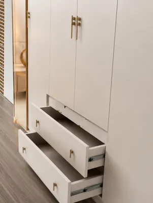 Produktbild von Skandi Schlafzimmer Set Weiß Holz Schrank Bett Kommode Set
