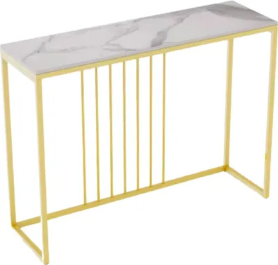 Produktbild von Konsole Luxora – Elegante Konsolentisch – Wandtisch mit Schubladen – Weiß Marmoroptik mit Gold – Flurtisch – Beistelltische – 100 cm