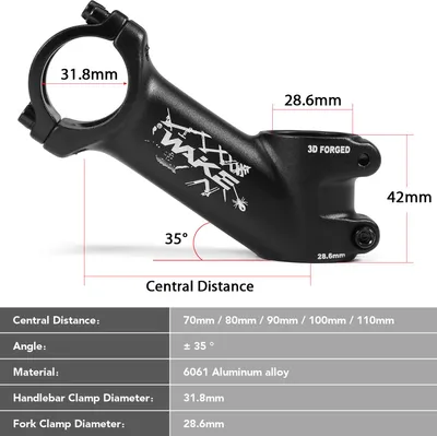 Zdjęcie produktu dla ultralekki wspornik rowerowy 35 stopni do roweru górskiego do kierownicy 31,8 mm