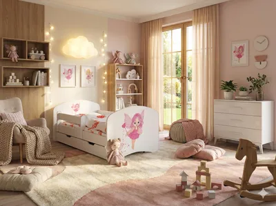 Produktbild von Happy Babies Kinderbett - Mit Matratze & Schublade und Rausfallschutz, 70x140, Mädchen Kinderbetten & Jugendbett Jungen Kids Bed, Weiss