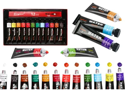 Immagine prodotto di Set di colori acrilici Leantoys in tubetto, 12 colori
