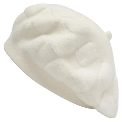 Zdjęcie produktu dla Czapka baskijska damska, klasyczny francuski beret, w kratę, biały, uniwersalny rozmiar, wykonana z wiskozy, poliestru, nylonu i kaszmiru, ciepła, dwustronna