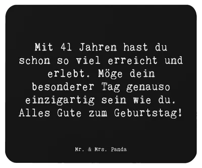 Produktbild von Mr. & Mrs. Panda Mauspad Spruch 41. Geburtstag - Schwarz - Geschenk, Mouse Pad, Geburtstagsfeier, Mittvierziger, feiern, Mousepad, Meilenstein, mousematte, laptop