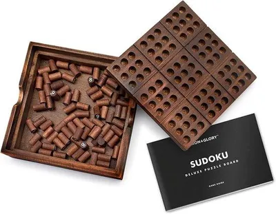Produktbild von Famanu Sudoku Set aus Holz | Puzzles für Erwachsene und Kinder | Tragbare Reisespiele