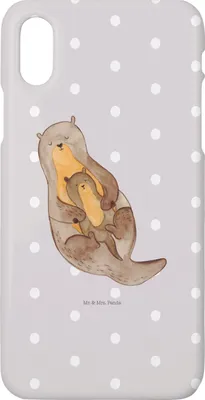 Produktbild von Mr. & Mrs. Panda Iphone 10 Handyhülle Otter Kind - Grau Pastell - Geschenk, X, Baby, Hülle, Handy, Geburt, Cover, Familie, Mutter, Mama