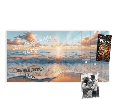 Produktbild von Magnettafel 100x50cm Pinnwand Whiteboard beschreibbar - Strand Sonnenuntergang