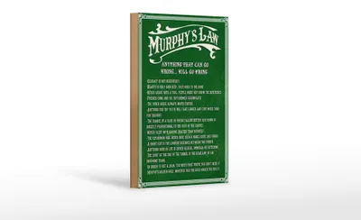 Produktbild von Holzschild Spruch 12x18cm Murphy's Law Anything That Can