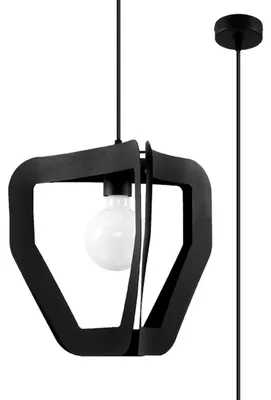 Image de Lampe pendante TRES noir 1xE27 15W acier 130x33x33cm Sollux Lighting