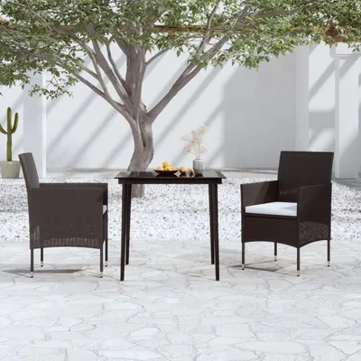 Image de Ensemble de mobilier de jardin - Ensemble de meubles de jardin - Ensemble de table et chaises - Mobilier d'extérieur - Mobilier de jardin en rotin - Ensemble de 3 pièces