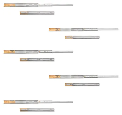 Zdjęcie produktu dla Emuca Pakiet 5 kompletów prowadnic kulkowych, wysokość 45 mm, głębokość 450 mm, pełny wysuw, cichy domyk, Ocynkowany, Obraz wygenerowany przez AI