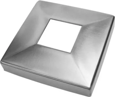 Produktbild von Abdeckrosette 108 x 108 mm / 40 x 40 mm eckig Edelstahl Abdeckung Profil Rosette Pfosten Reling Blende Geländer Balkon Schraubenabdeckung Pfostenrohr