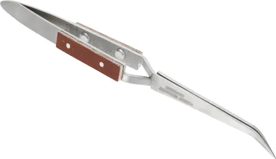 Produktbild von Gebogene, selbstverriegelnde Kreuzpinzette mit Verriegelung für Juweliere, Schmuckherstellung und Bastelarbeiten (gebogen)
