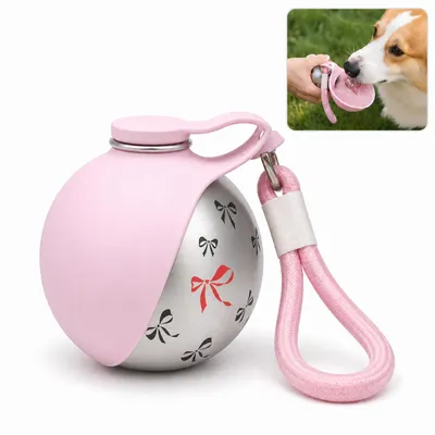 Produktbild von Hunde-Trinkflasche Edelstahl 285ml, faltbar & auslaufsicher, Pink, KI-generiertes Bild