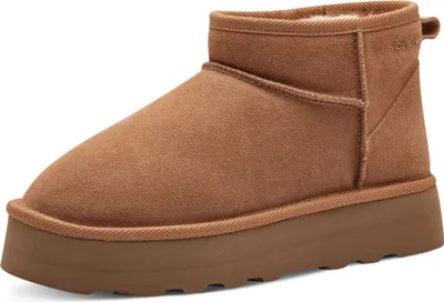 A single brown boot is shown against a white background.