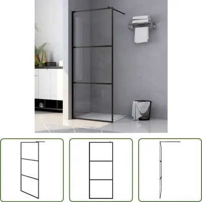 Produktbild von The Living Store Duschwand für Begehbare Duschen ESG-Klarglas Schwarz 90x195 cm
