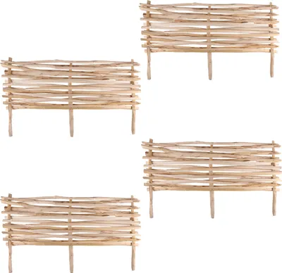 Image de Bordure de parterre Bordure de gazon Set de 4 pièces bois 102x40cm