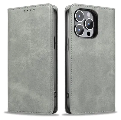 Produktbild von Handyhülle für Apple iPhone 16 Pro Max Kunstleder Flip Cover Hülle Handytasche Case Kartenfach Farbe: Grau