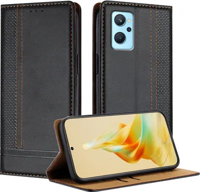 Produktbild von Handyhülle für Realme 9i Leder Flip Klappbare Schutzhülle mit Standfunktion Schwarz