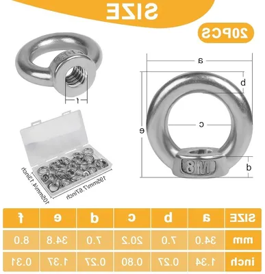 20 Stück Ringmuttern M8 Edelstahl Augenmutter für