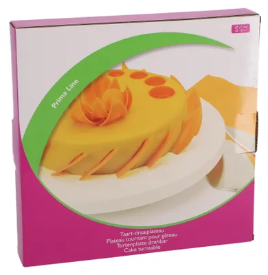 Produktbild von Taart Drehplatte Kunststoff weiß - Tortendekorationsplatte 27 cm
