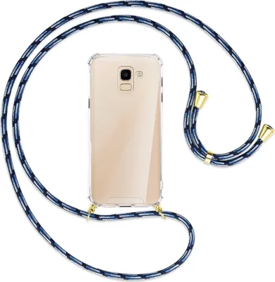 Produktbild von Handykette Backcover-Schutzhülle mit Band (Metall goldfarben) für Samsung Galaxy J6 2018 - Blautöne