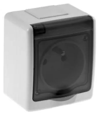 Produktbild von BETA Einzelsteckdose, hermetisch, grau, Rauchschutzklappe, IP44 /D.3610G/1/