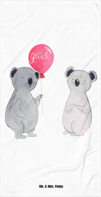 Produktbild von Mr. & Mrs. Panda Handtuch Koala Luftballon - Weiß - Geschenk, Party, Strandtuch, Großes Badehandtuch, Frottee-Handtuch, Reisehandtuch, Geburtstag