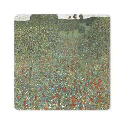 Produktbild von MuchoWow® Mauspad Mousepad Mohnfeld - Gustav Klimt 20x20 cm - Mousepads - Maus Mat - Pad - Mausunterlage - Desk Mat - Bureauartikeln