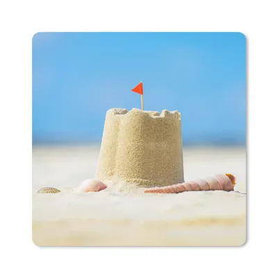 Produktbild von MuchoWow® Mauspad Mousepad Sandburg - Strand - Muscheln - Sommer 20x20 cm - Mousepads - Maus Mat - Pad - Mausunterlage - Desk Mat - Bureauartikeln