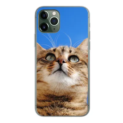 Produktbild von MuchoWow® Handyhülle Schutzhülle Hülle für iPhone 11 Pro Katze - Braun - Luft - Mädchen - Jungen - Kinder Silikon Softcase Handy Hülle - Handy