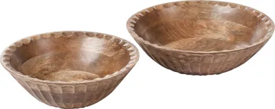 Produktbild von BELIANI Obstschalen aus braun Mangoholz, 2-teiliges Set handgefertigt und bemalt für Küche und Esszimmer