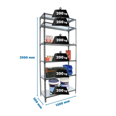 Zdjęcie produktu dla SIMONCLICK MEGAPLUS 6/300 2500 Regał metalowy ANTRACYT/BIAŁY