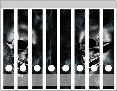 Produktbild von Wallario Ordnerrücken Sticker, selbstklebend für schmale Ordner, 8 Stück, Motiv Rauchende Schädel