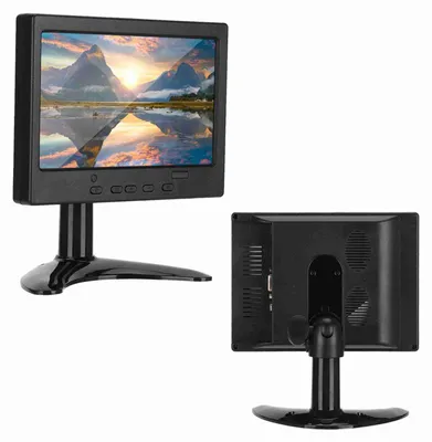Image de Écran multifonction 7 pouces, résolution 1024 x 600, format 16:9, avec entrées HDMI / VGA / AV et socle