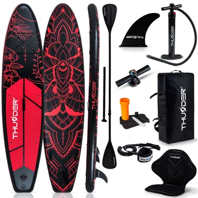 Produktbild von THUNDER® Stand Up Paddle Board | MOTH | 320x75x15cm | Orange | Bis 150kg | Komplettset | Aufblasbar | Paddleboard | SUP Zubehöre | Kajak Sitz |