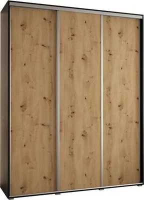 Produktbild von MEBLE KRYSPOL Davos 1 Schrank, drei Türen - 235,2x200x45 cm - Schwarz Artisan Silber