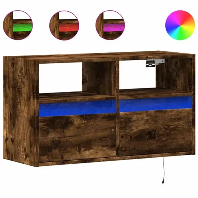 Obrázok produktu pre TV nástenná skrinka s LED svetlami dymový dub 80x31x45 cm