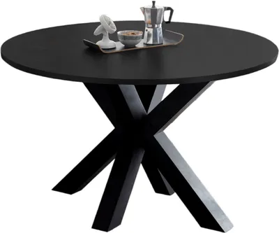 Produktbild von Esstisch Rund ausziehbar Edda 9 110 x 110 x 78 Küchentisch Schwarzstahl 13556-110