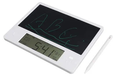 Zdjęcie produktu dla Kalendarz elektroniczny z notatnikiem - wyświetlacz LCD pokazujący godzinę, datę, temperaturę, wilgotność, ładowalny tablet do pisania dla biura i domu